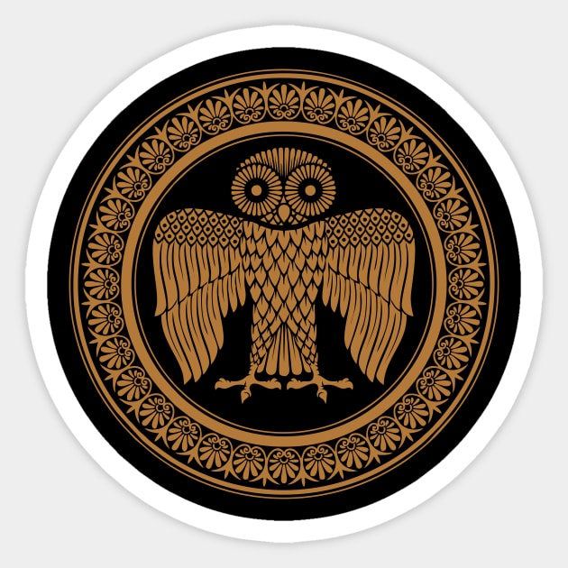 Greek Owl Shield - Spartan Warrior Sticker by Virly